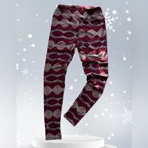 LulaRoe Stamp Leggings OS‎ Red/blue Floral HTF Rare One size Spandex Polyester